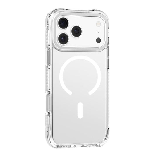 For iPhone 17 Pro Max Mutural Transparent Color Series PC+TPU Magnetic MagSafe Phone Case(White) by Mutural
