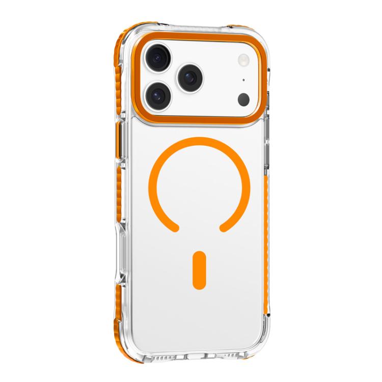 For iPhone 17 Pro Mutural Transparent Color Series PC+TPU Magnetic MagSafe Phone Case(Orange) by Mutural