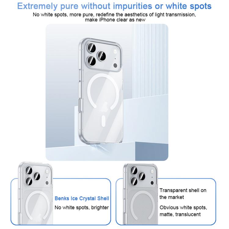 For iPhone 17 Pro Max Benks Ice Crystal Clear MagSafe Magnetic Phone Case(Transparent) by Benks