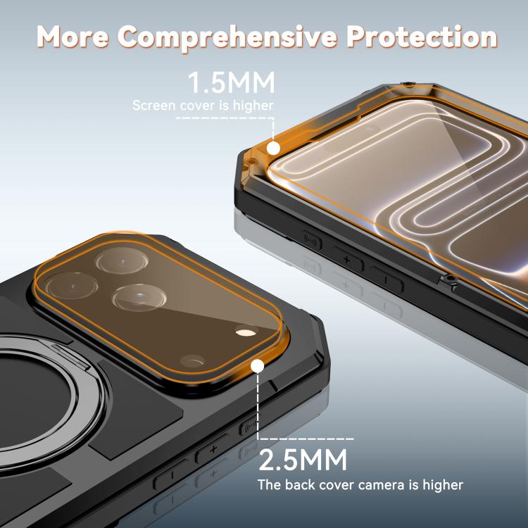 For iPhone 17 Pro Max R-JUST Life Waterproof Dustproof MagSafe Magnetic Holder Phone Case(Black) by R-JUST