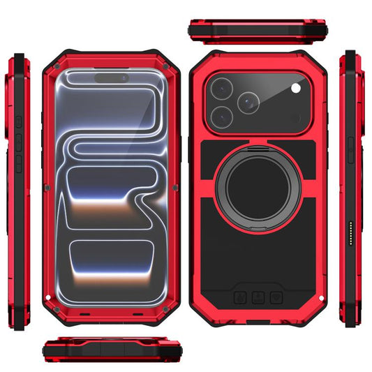For iPhone 17 Pro Max R-JUST Life Waterproof Dustproof MagSafe Magnetic Holder Phone Case(Red) by R-JUST