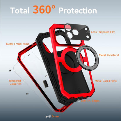 For iPhone 17 Pro Max R-JUST Life Waterproof Dustproof MagSafe Magnetic Holder Phone Case(Red) by R-JUST