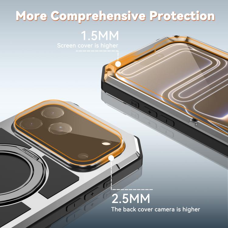 For iPhone 17 Pro Max R-JUST Life Waterproof Dustproof MagSafe Magnetic Holder Phone Case(Silver) by R-JUST