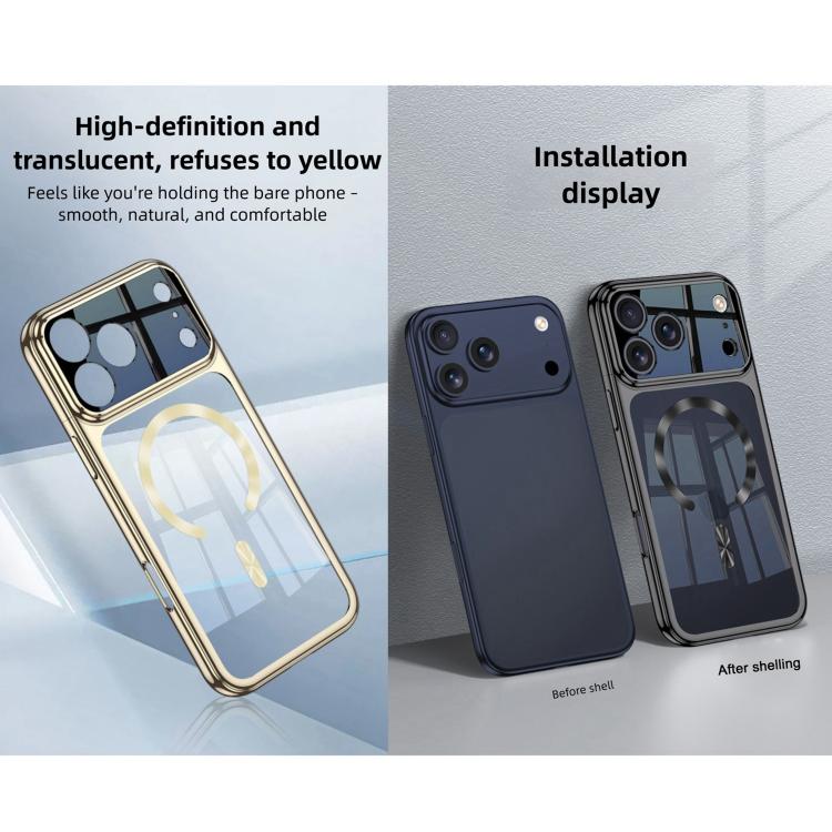 For iPhone 17 Pro GKK Electroplating Phantom Splicing MagSafe Magnetic Phone Case(Champagne Gold) by GKK