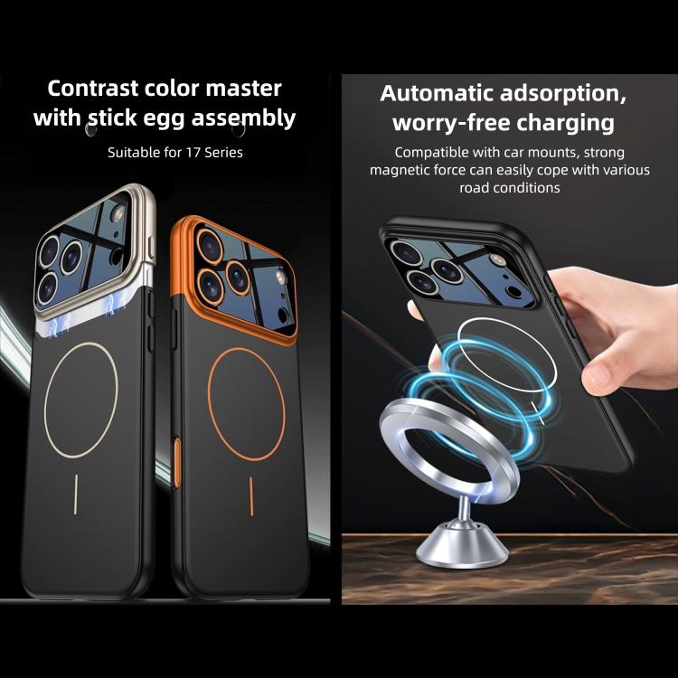 For iPhone 17 Pro Max GKK Color Master Splicing MagSafe Magnetic Phone Case(Orange Black) by GKK