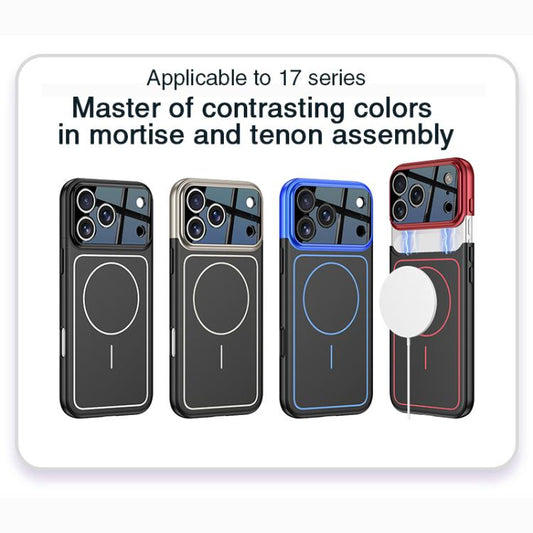 For iPhone 17 Pro Max GKK Color Master Splicing MagSafe Magnetic Frame Phone Case(Grey Black) by GKK