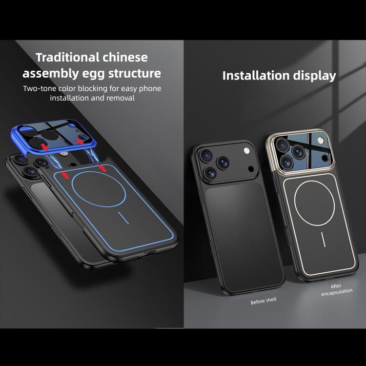 For iPhone 17 Pro Max GKK Color Master Splicing MagSafe Magnetic Frame Phone Case(Black) by GKK