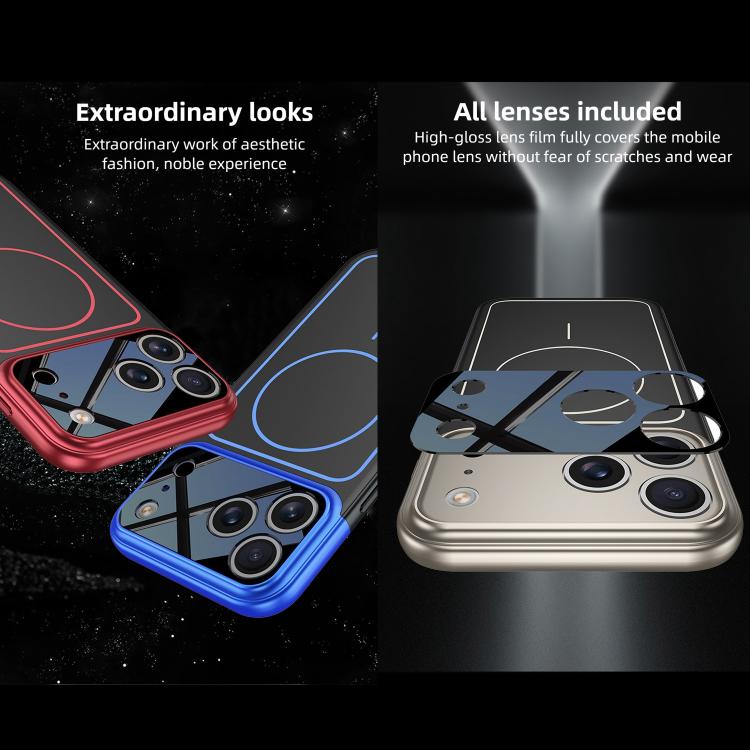 For iPhone 17 Pro Max GKK Color Master Splicing MagSafe Magnetic Frame Phone Case(Blue Black) by GKK