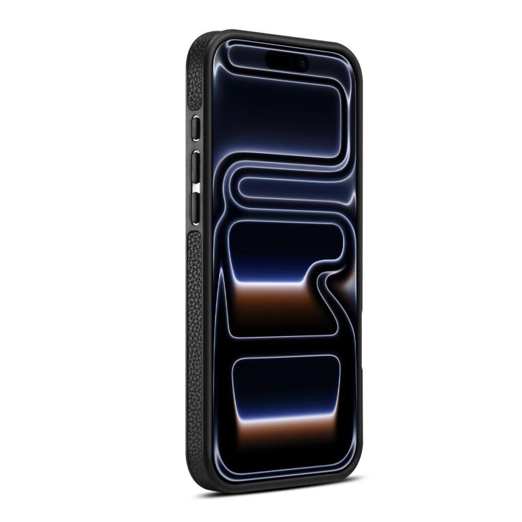 For iPhone 17 Pro Max Denior A25 Litchi Texture MagSafe Phone Case with Holder(Black) by Denior