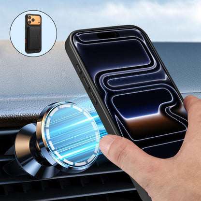 For iPhone 17 Pro Max Denior D30 Calf Texture MagSafe Card Bag Phone Case(Black) by Denior