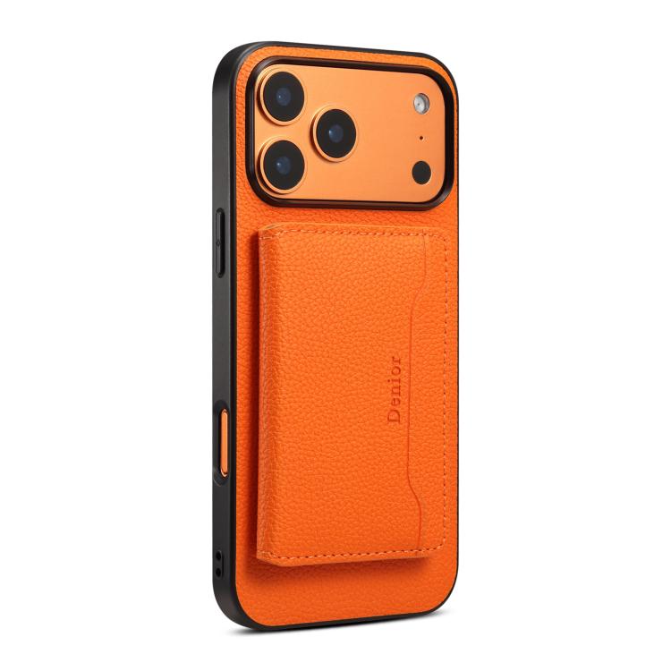 For iPhone 17 Pro Max Denior D30 Calf Texture MagSafe Card Bag Phone Case(Orange) by Denior