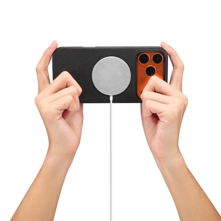 For iPhone 17 Pro Denior D30 Calf Texture MagSafe Card Bag Phone Case(Black) by Denior