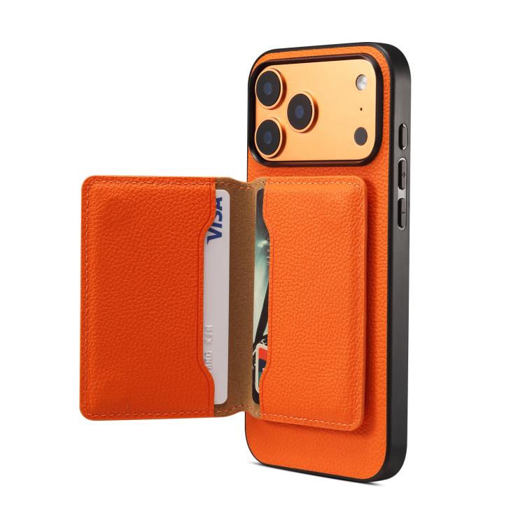 For iPhone 17 Pro Denior D30 Calf Texture MagSafe Card Bag Phone Case(Orange) by Denior