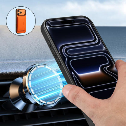 For iPhone 17 Pro Denior D30 Calf Texture MagSafe Card Bag Phone Case(Orange) by Denior