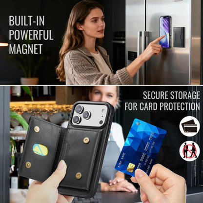 For iPhone 17 Pro Max MAGKING K4 Series MagSafe RFID Tri-fold Card Bag Detachable Phone Case(Black) by MAGKING