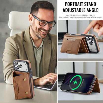 For iPhone 17 Pro Max MAGKING K4 Series MagSafe RFID Tri-fold Card Bag Detachable Phone Case(Brown) by MAGKING