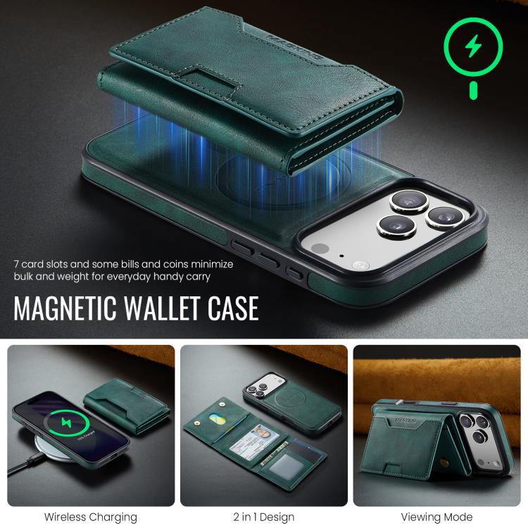 For iPhone 17 Pro Max MAGKING K4 Series MagSafe RFID Tri-fold Card Bag Detachable Phone Case(Green) by MAGKING