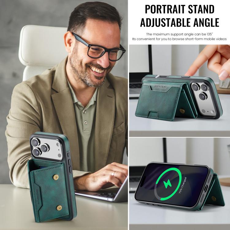 For iPhone 17 Pro Max MAGKING K4 Series MagSafe RFID Tri-fold Card Bag Detachable Phone Case(Green) by MAGKING