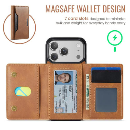 For iPhone 17 Pro MAGKING K4 Series MagSafe RFID Tri-fold Card Bag Detachable Phone Case(Brown) by MAGKING