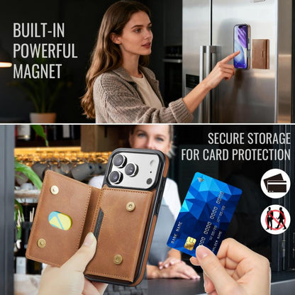 For iPhone 17 Pro MAGKING K4 Series MagSafe RFID Tri-fold Card Bag Detachable Phone Case(Brown) by MAGKING