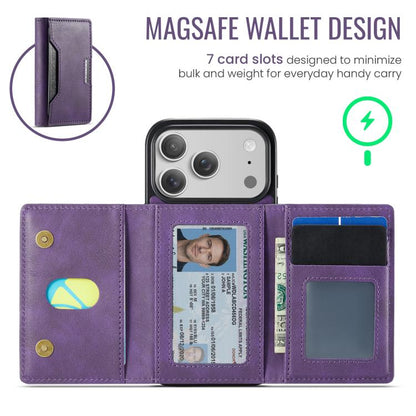 For iPhone 17 Pro MAGKING K4 Series MagSafe RFID Tri-fold Card Bag Detachable Phone Case(Purple) by MAGKING