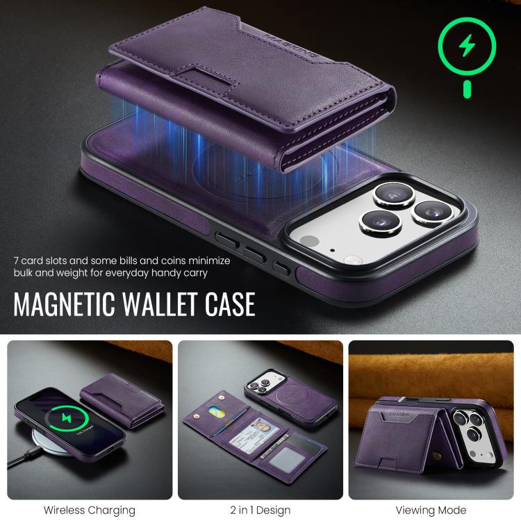 For iPhone 17 Pro MAGKING K4 Series MagSafe RFID Tri-fold Card Bag Detachable Phone Case(Purple) by MAGKING
