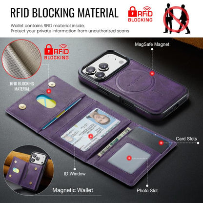 For iPhone 17 Pro MAGKING K4 Series MagSafe RFID Tri-fold Card Bag Detachable Phone Case(Purple) by MAGKING
