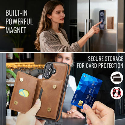 For iPhone 17 MAGKING K4 Series MagSafe RFID Tri-fold Card Bag Detachable Phone Case(Brown) by MAGKING