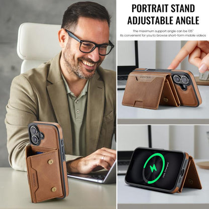 For iPhone 17 MAGKING K4 Series MagSafe RFID Tri-fold Card Bag Detachable Phone Case(Brown) by MAGKING