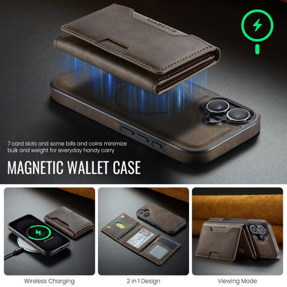 For iPhone 17 MAGKING K4 Series MagSafe RFID Tri-fold Card Bag Detachable Phone Case(Coffee) by MAGKING