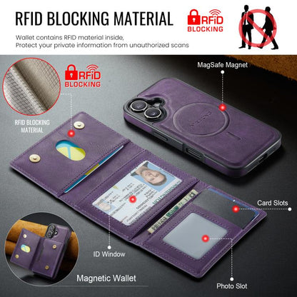 For iPhone 17 MAGKING K4 Series MagSafe RFID Tri-fold Card Bag Detachable Phone Case(Purple) by MAGKING