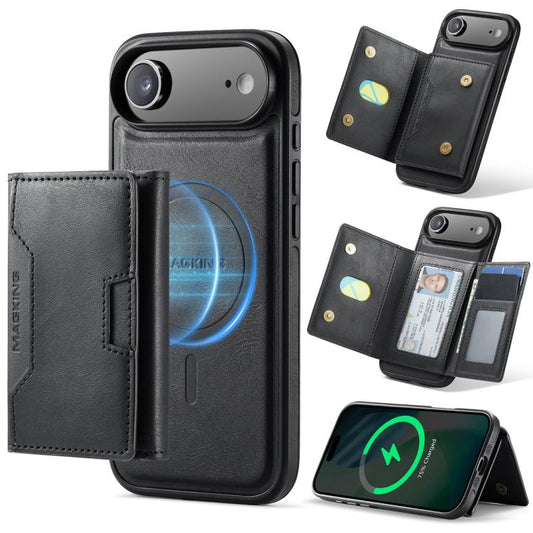 For iPhone Air MAGKING K4 Series MagSafe RFID Tri-fold Card Bag Detachable Phone Case(Black) by MAGKING