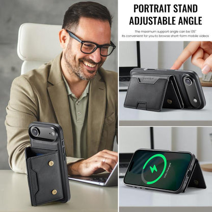 For iPhone Air MAGKING K4 Series MagSafe RFID Tri-fold Card Bag Detachable Phone Case(Black) by MAGKING