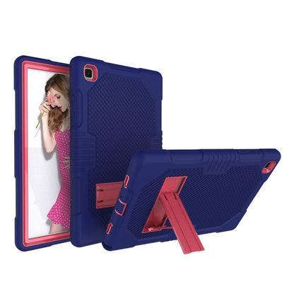 For Samsung Galaxy Tab A7 10.4 (2020) T500 / T505 Contrast Color Robot Shockproof Silicon + PC Protective Case with Holder & Pen Slot(Navy Blue Rose) by bashfashion