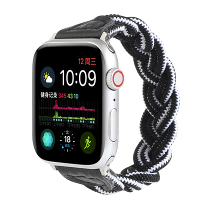 Elastic Woven Watch Band For Apple Watch Series 9&8&7 41mm / SE 3&SE 2&6&SE&5&4 40mm / 3&2&1 38mm, Length:120mm(Black White) by bashfashion