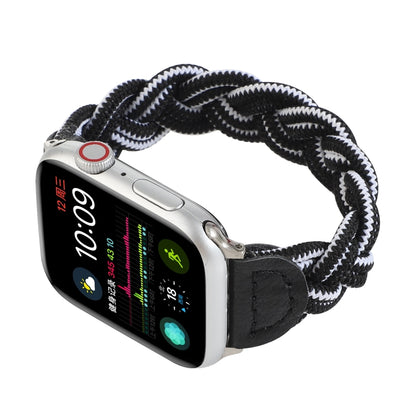Elastic Woven Watch Band For Apple Watch Series 9&8&7 41mm / SE 3&SE 2&6&SE&5&4 40mm / 3&2&1 38mm, Length:120mm(Black White) by bashfashion