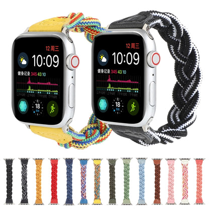 Elastic Woven Watch Band For Apple Watch Series 9&8&7 41mm / SE 3&SE 2&6&SE&5&4 40mm / 3&2&1 38mm, Length:120mm(Yellow Green Orange) by bashfashion