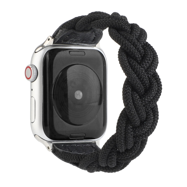 Elastic Woven Watch Band For Apple Watch Series 7 41mm / 6 & SE & 5 & 4 40mm / 3 & 2 & 1 38mm, Length:130mm(Black) by bashfashion