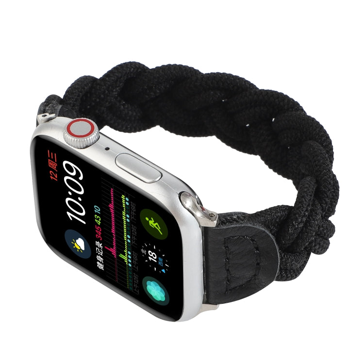 Elastic Woven Watch Band For Apple Watch Series 7 41mm / 6 & SE & 5 & 4 40mm / 3 & 2 & 1 38mm, Length:130mm(Black) by bashfashion