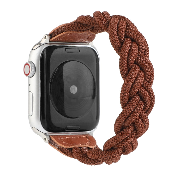 Elastic Woven Watch Band For Apple Watch Series 7 41mm / 6 & SE & 5 & 4 40mm / 3 & 2 & 1 38mm, Length:130mm(Coffee) by bashfashion