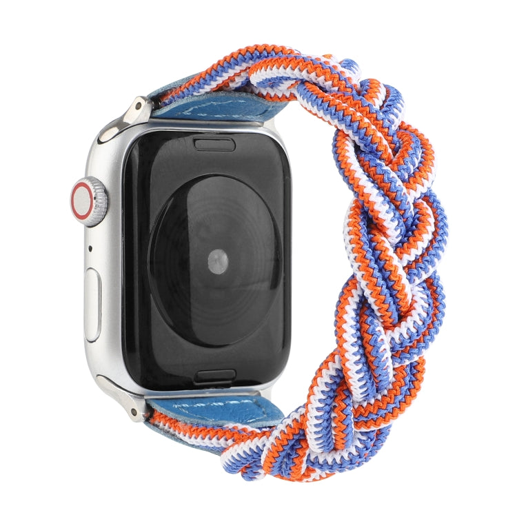Elastic Woven Watch Band For Apple Watch Series 7 41mm / 6 & SE & 5 & 4 40mm / 3 & 2 & 1 38mm, Length:130mm(Blue White Orange) by bashfashion