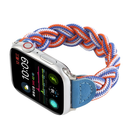 Elastic Woven Watch Band For Apple Watch Series 7 41mm / 6 & SE & 5 & 4 40mm / 3 & 2 & 1 38mm, Length:130mm(Blue White Orange) by bashfashion