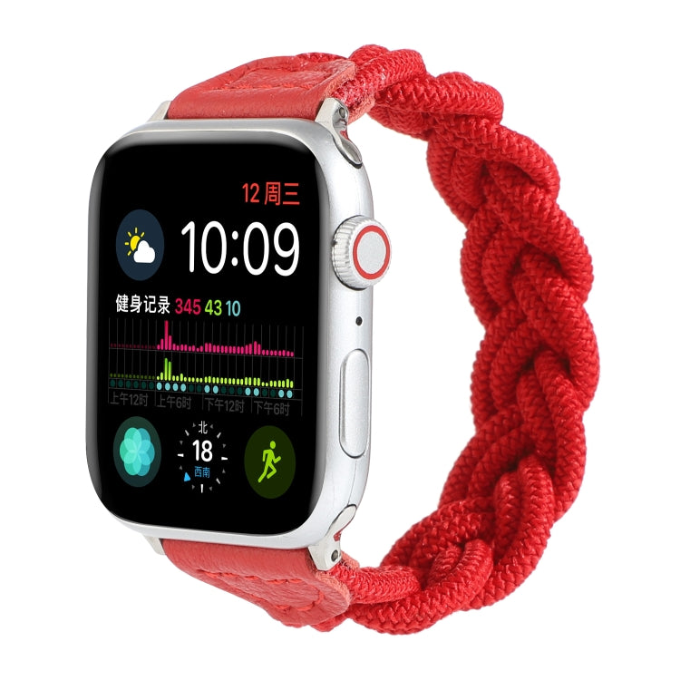 Elastic Woven Watch Band For Apple Watch Series 7 41mm / 6 & SE & 5 & 4 40mm / 3 & 2 & 1 38mm, Length:130mm(Red) by bashfashion