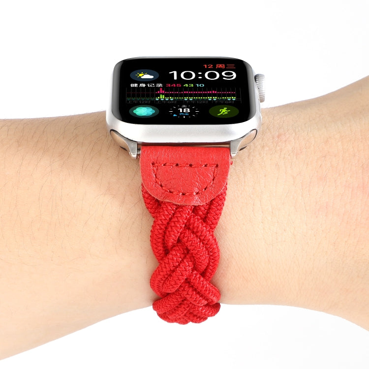 Elastic Woven Watch Band For Apple Watch Series 7 41mm / 6 & SE & 5 & 4 40mm / 3 & 2 & 1 38mm, Length:130mm(Red) by bashfashion