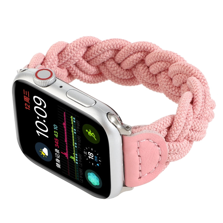 Elastic Woven Watch Band For Apple Watch Series 9&8&7 41mm / SE 3&SE 2&6&SE&5&4 40mm / 3&2&1 38mm, Length:160mm(Pink) by bashfashion