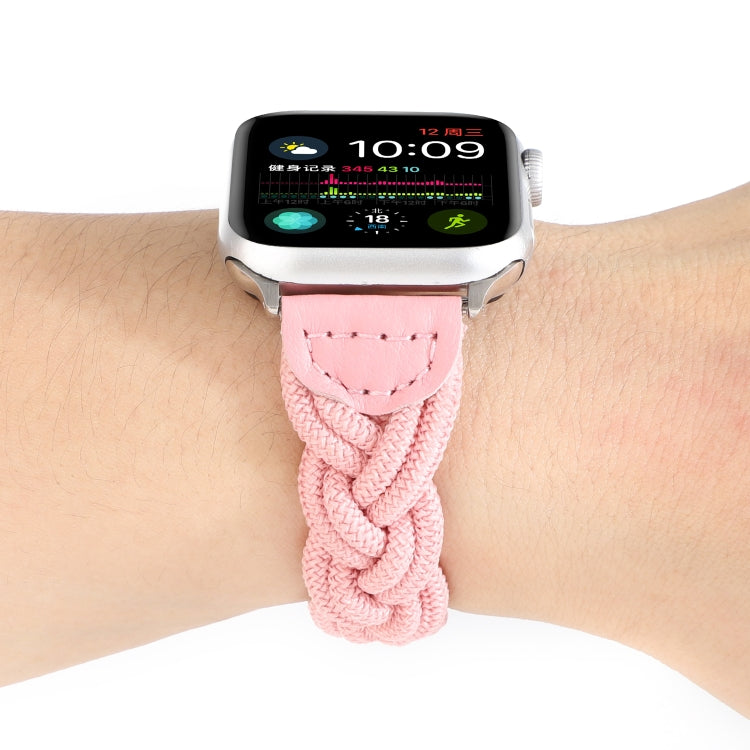 Elastic Woven Watch Band For Apple Watch Series 9&8&7 41mm / SE 3&SE 2&6&SE&5&4 40mm / 3&2&1 38mm, Length:160mm(Pink) by bashfashion