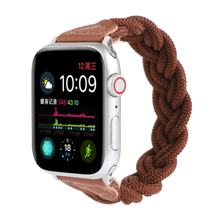 Elastic Woven Watch Band For Apple Watch Series 9&8&7 41mm / SE 3&SE 2&6&SE&5&4 40mm / 3&2&1 38mm, Length:160mm(Coffee) by bashfashion