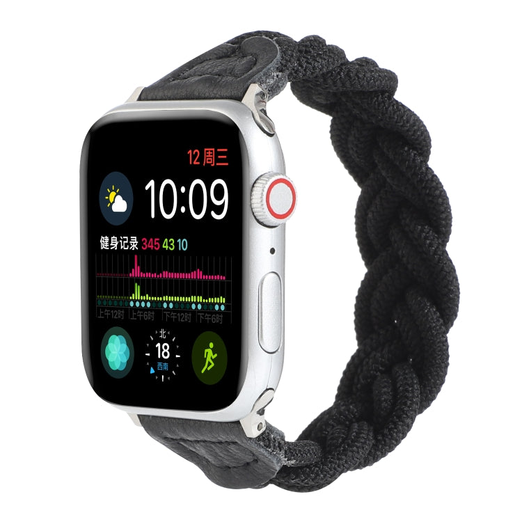 Elastic Woven Watch Band For Apple Watch Ultra 49mm&Watch Ultra 2 49mm / Series 9&8&7 45mm / SE 3&SE 2&6&SE&5&4 44mm / 3&2&1 42mm, Length:120mm(Black) by bashfashion