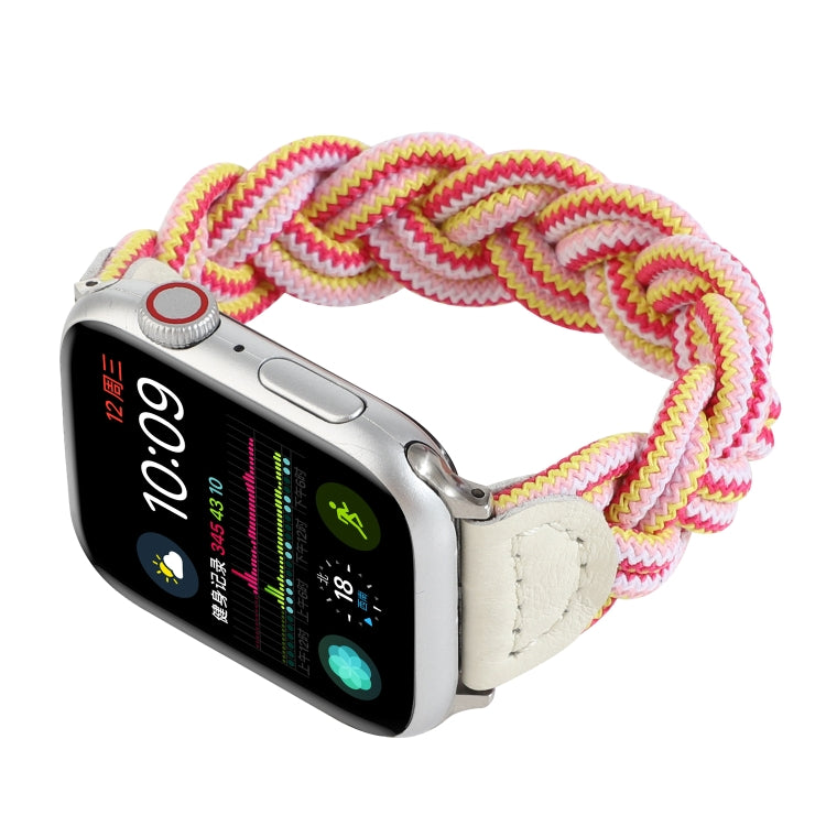 Elastic Woven Watch Band For Apple Watch Ultra 49mm&Watch Ultra 2 49mm / Series 9&8&7 45mm / SE 3&SE 2&6&SE&5&4 44mm / 3&2&1 42mm, Length:120mm(Rose Red Pink) by bashfashion
