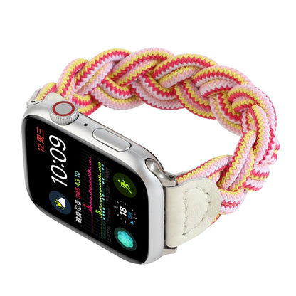 Elastic Woven Watch Band For Apple Watch Ultra 49mm&Watch Ultra 2 49mm / Series 9&8&7 45mm / SE 3&SE 2&6&SE&5&4 44mm / 3&2&1 42mm, Length:120mm(Rose Red Pink) by bashfashion